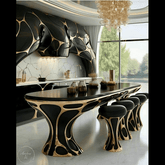 Trueliving  Royal Black Luxurious Dinning Table H 30 x W 45 x D 35; Chair : H 34 x W 18 x D 18